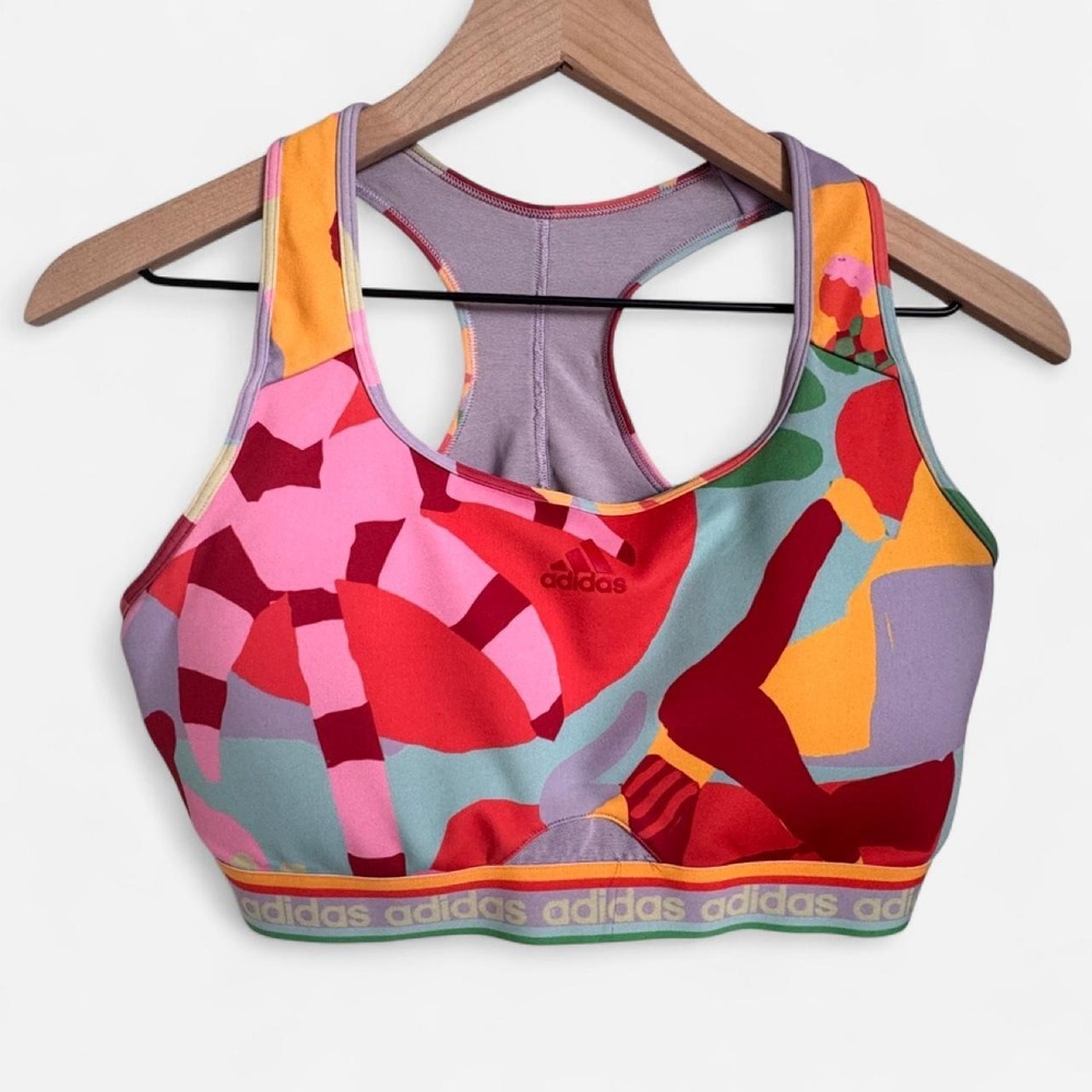 Adidas Vibrant Neon Sports Bra Workout Crop Top Size 1X Multi-color
